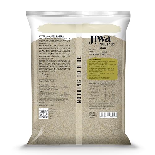 Image of Jiwa Pure Bajri Rava | 500 G | Cooks In 7 Minutes | Millet | Broken Pearl Millet Rava | Gluten Free
