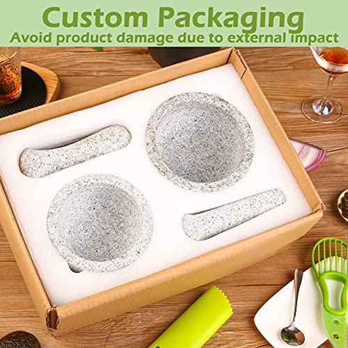 Siparui Mortar And Pestle Set 4 Cup Heavy Duty Unpolished Granite,Double Sided Large Molcajete Guacamole Bowl For Spices, Seasonings,Pastes,Pestos Included:silicone Mat,Spoon,Brush,Avocado Tool(Grey) #TOP4