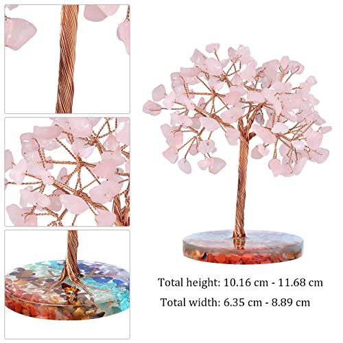 Nupuyai Rose Quartz Crystal Money Tree with 7 Chakra Base - Image 2