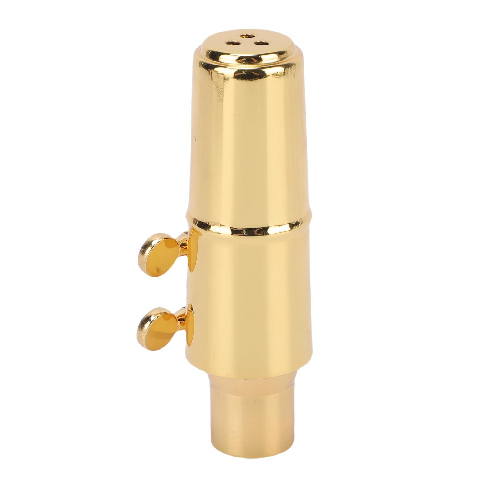 Naroote Boquilla para Saxofón Alto, Boquilla C6 de Latón Dorado con Tapa Metálica y Abrazadera, para Saxofones altos.