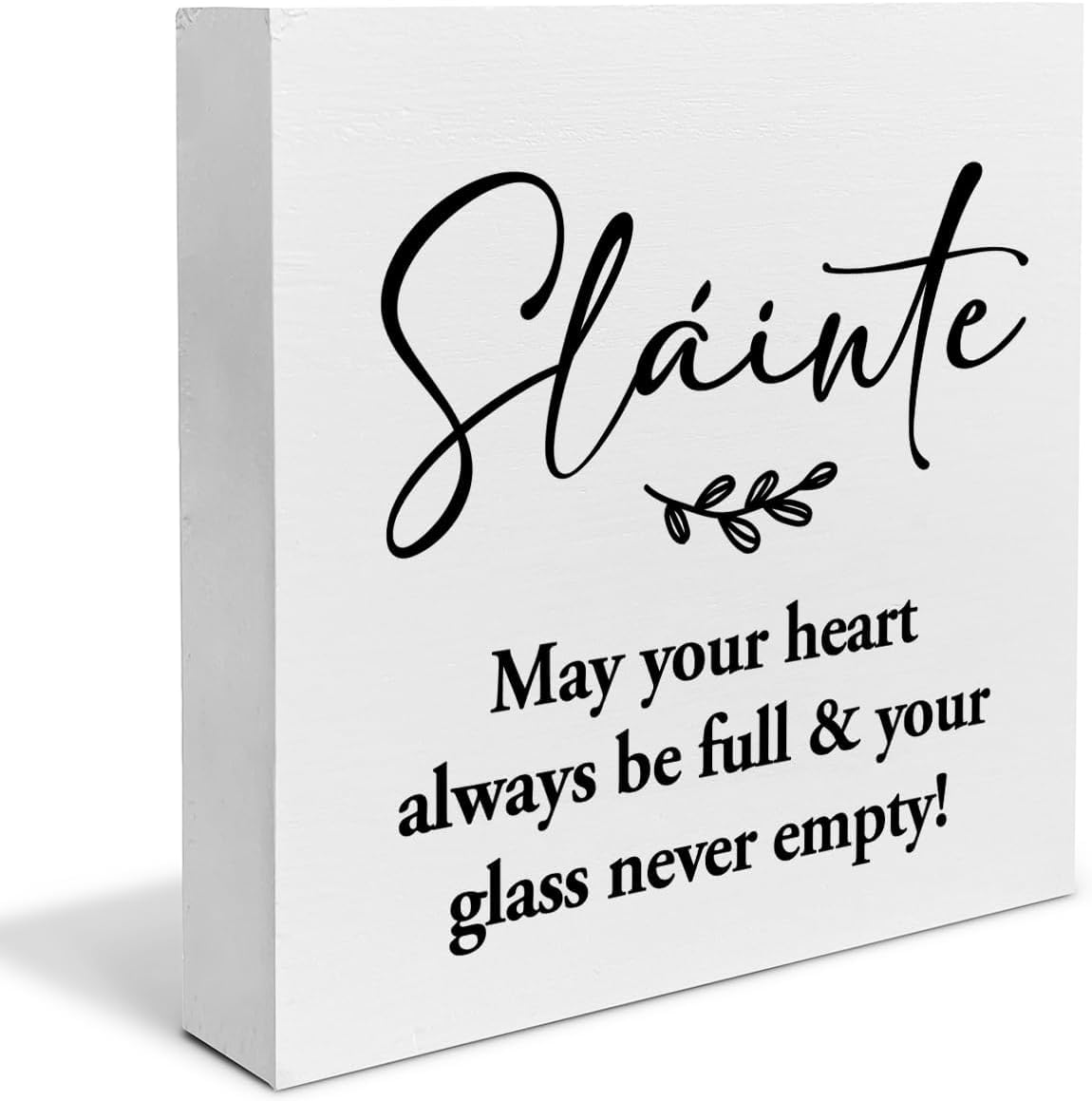 Pibonto Men's Desk Decor 5X5 Inch Irish Blessing Sign - May Your Heart Be Full Slainte Decor - Kitchen Shelf