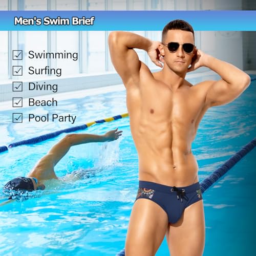 Arjen Kroos Men's Swimsuit Printed Swim Briefs Pattern Bikini Swimwear with Drawstrings and Lined Pouch4