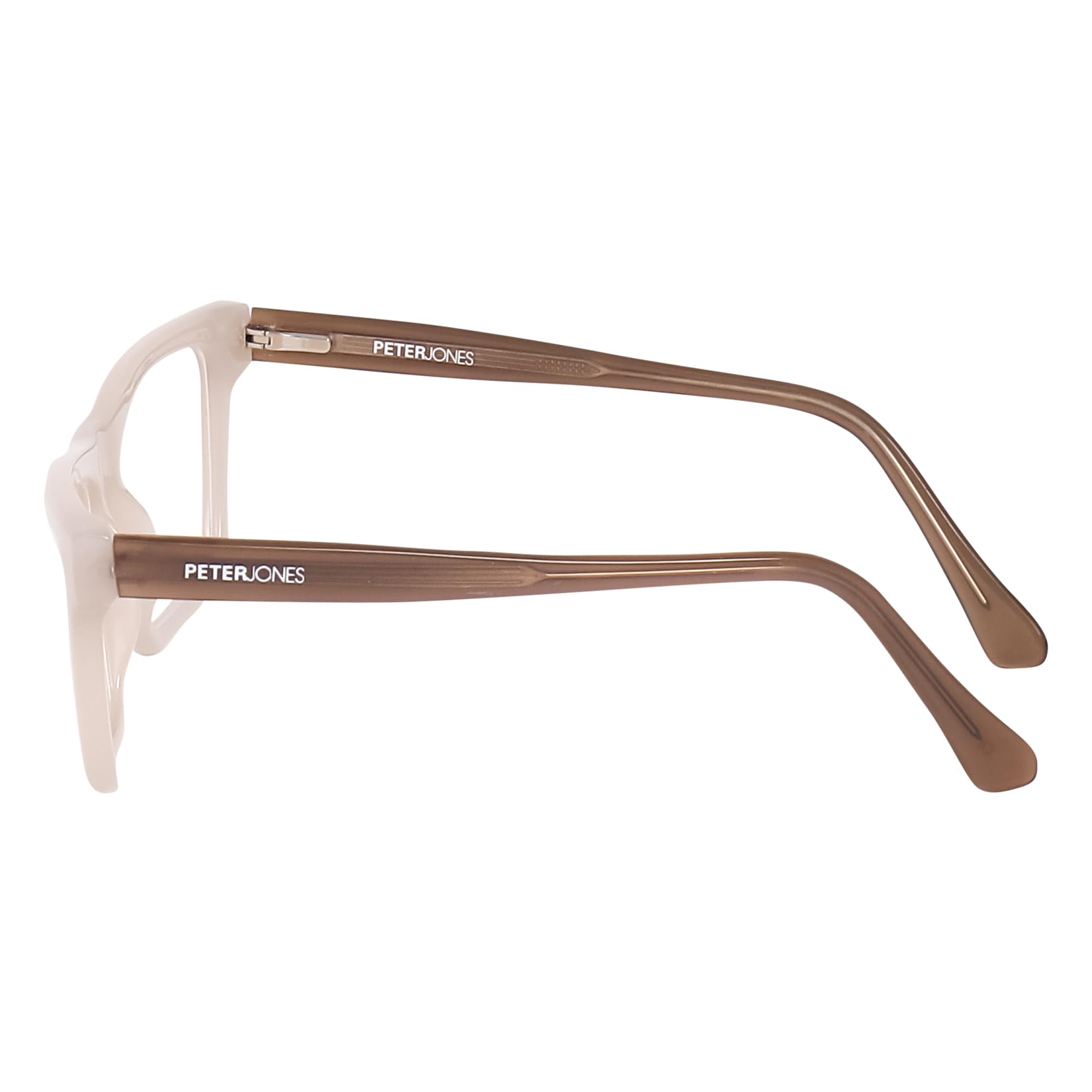 Peter Jones Cream/Brown Acetate Unisex Large Broad Style Premium Spectacle Frame with Spring Hinges (U002CR) - Image 7 thumbnail