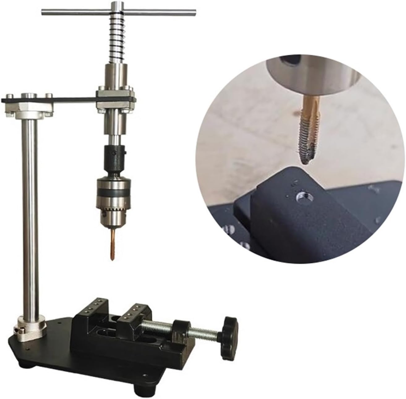 CAARLA Manual Tapping Machine Manual Tap Machine Vertical Screw Punching Tool Double Bearing Tapper Lengthening Ratchet Rocker Arm Tap Tools(A1)