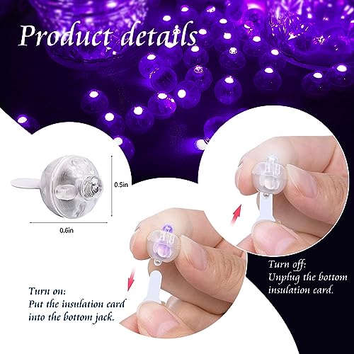 Image of 50pcs Balloon Lights Mini Led Lights Round Long Standby Time Multicolor Ball Lamps Paper Lantern Balloon Liamps for Birthday Party Christmas Halloween Decoration Purple