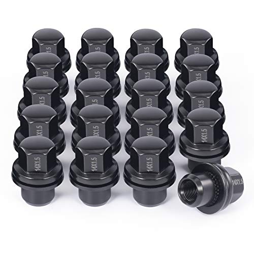 M14x1.5 Lug Nuts with Mag Seat, 7/8" 22mm Hex 1.81x1.33 in. Blackened Lug Nuts Compatible with Land Rover LR3 LR4 Range Rover Range Rover Sp & More, Set of 20