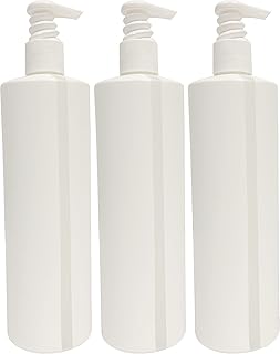 BlockBuster Costumes 3 Pack Refillable 16 Oz White HDPE Plastic Pump Dispenser Bottles With Viewstrip