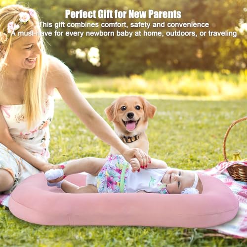 Image of Baby Tummy Time Mat, Blue | Portable Infant Support Cushion With Removable Cover, Home & Travel, Soft Breathable, Supervised Use, Baby Essentials Gift