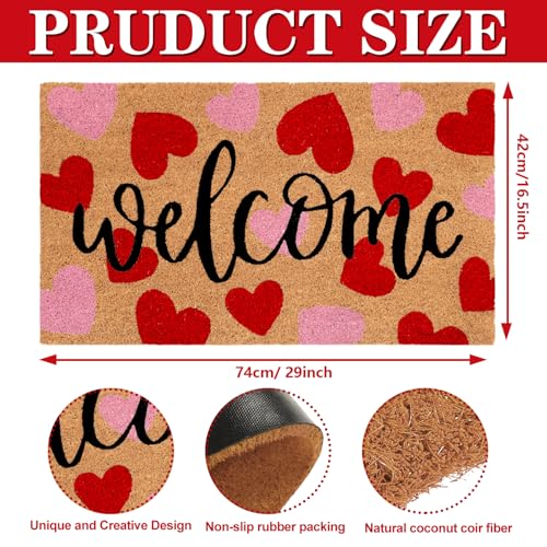 Tapete de entrada JarThenaAMCS corazón rojo y rosa 16.5x29 pulg miniatura 3