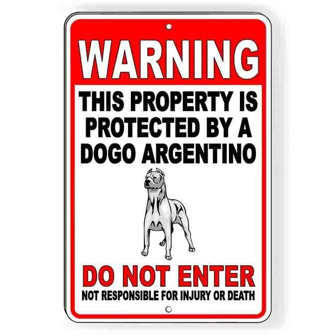 Amazon.com : Warning Protected By Dogo Argentino Dog Metal Sign
