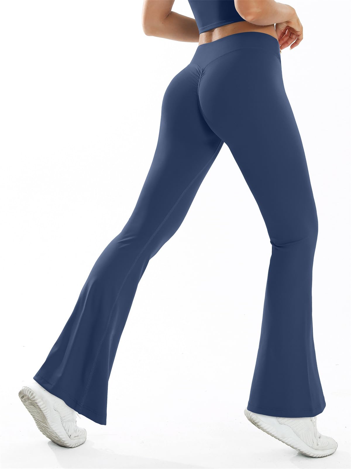 Bootcut Jazzpants damskie spodnie do jogi, podnoszące biodra, w kolorze skóry, skrzyżowane spodnie do jogi z wysoką talią, wąskie, szybkoschnące, swobodne spodnie sportowe z szerokimi nogawkami
