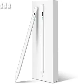 Caneta Touch Alta Precisão e Sensibilidade 2018-2025,Digiroot 4 Mins Fast Charge Pencil Para Apple iPad Air 3-5/M2/M3, iPad Pro 11'/12,9'/M4, iPad Mini 5/6, iPad 6-11 (Branco) com rejeição de palma