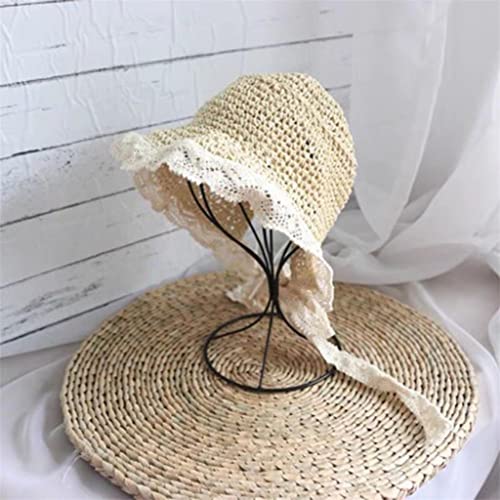 CPYGMXI 's Straw Hats Sun Hat Lace All-Match Breathable Straw Fisherman Hats for Outdoor Travel Sunshade Hat3