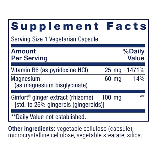 life extension daily pms relief menstrual comfort supplement pms-related cramps lower back discomfort mood ginger magnesium b6 gluten-free non-gmo 60 capsules