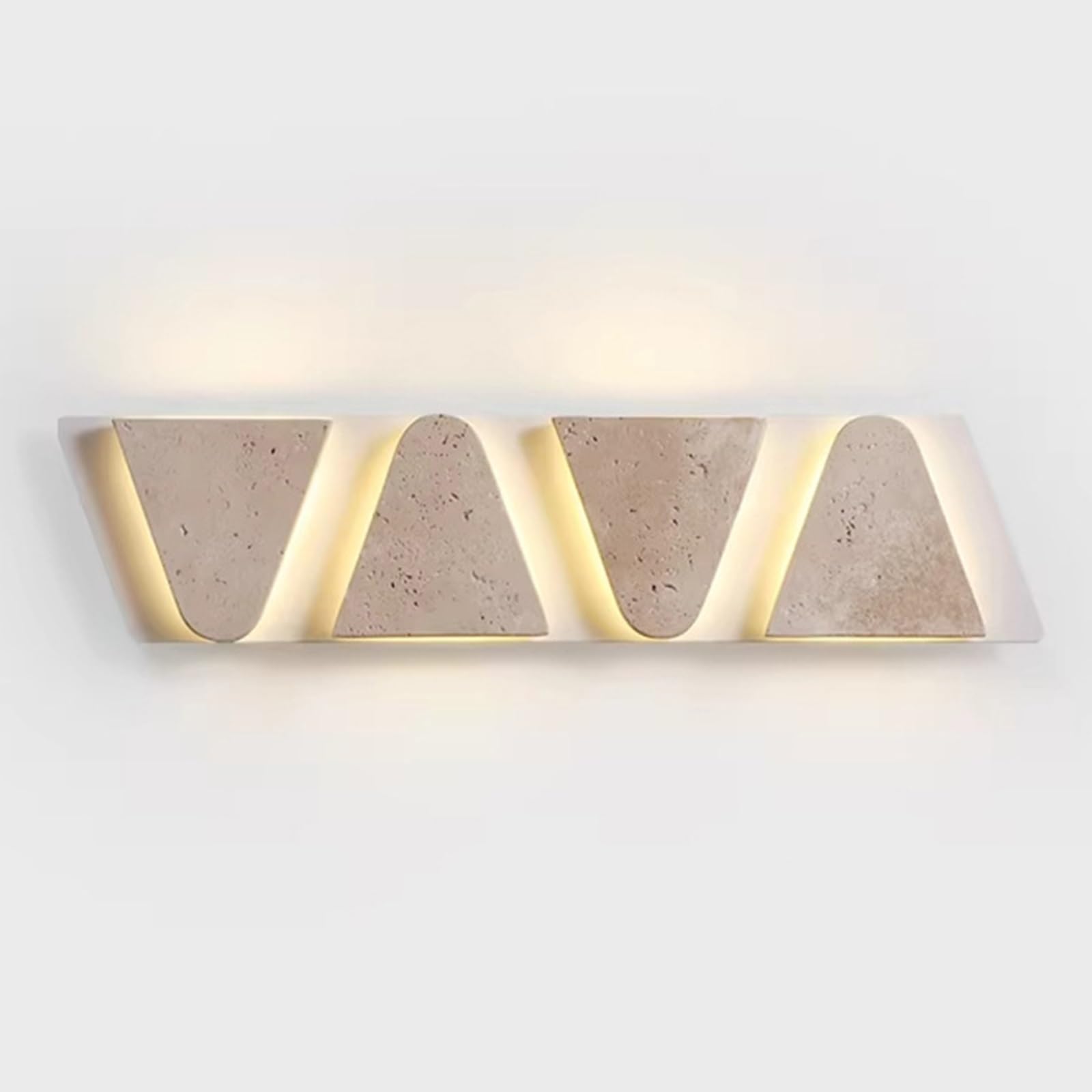 SXWNBIFH Modern Travertine LED Sconce, Natural Stone Geometric Wall Lamp, 3000K Warm Light, Wabi-Sabi Wall Mount Light Fixture for Bedroom Living Room Hallway Bathroom(43.5cm)