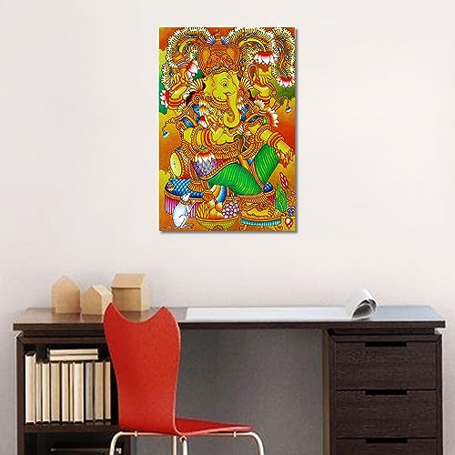 Image of Tamatina Kerala Mural Art Canvas Painting|Sri Ganesh|Art|Size-13X9 Inches.c129