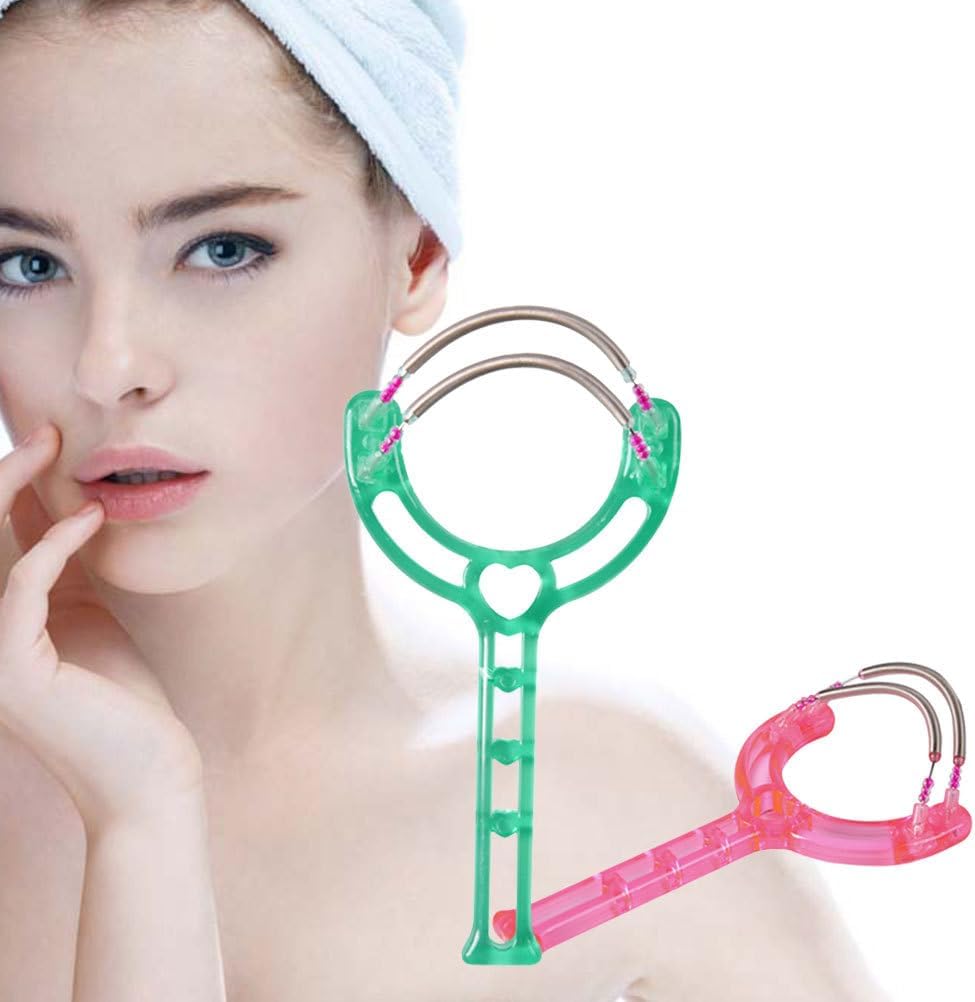 MERRYHAPY Facial Hair Remover Spring Handheld Threading Epilator Tool Dual Spring Face Hair Removal for Women Upper Lip Chin Cheek 2-Pack