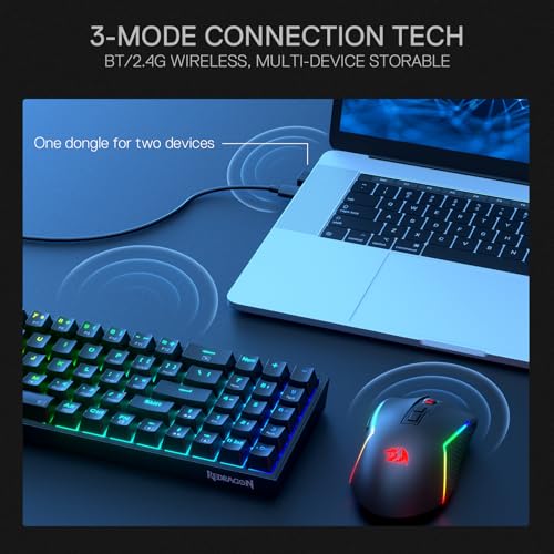 Image of Redragon BS136 Gaming Keyboard & Mouse Combo, 75% K628 Tri-Mode Wireless RGB Mechanical Keyboard and 7200 DPI Gamer Mouse Bundle