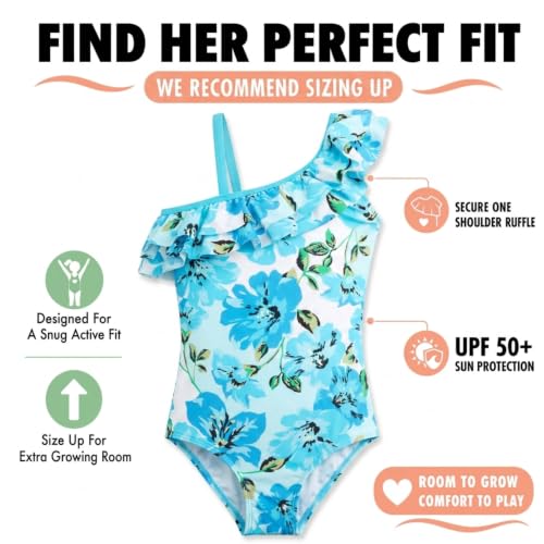 Image of Kanu Surf Girls Morgan Floral Ruffle 1-Shoulder 1-piece Swimsuit