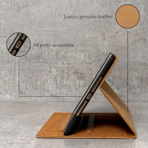 Porter Riley Skórzane etui kompatybilne z iPadem Air 33.0 cm z 2024 r. Wysokiej jakości skórzany stojak/pokrowiec z klapką (brązowy)