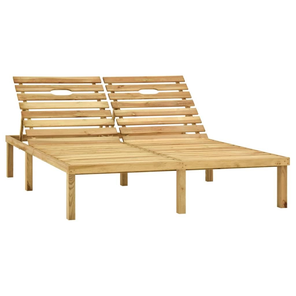 vidaXL Tumbona Doble Hamaca Playa Piscina Cama Patio Terraza Balcón Jardín Cómodo Relajante Chaise Longue Verde Madera de Pino Impregnada