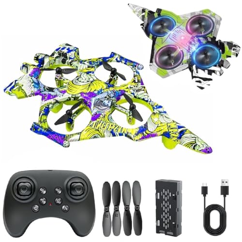 Image of RC Aeroplane 2.4GHz Remote Controlled Aeroplane L0712 Quadcopter Floating Fighter Plane RC Aeroplane RTF for Beginners, Children and Adults, APlane Toy with Coloured Lights USB Charging (VERTICAL)