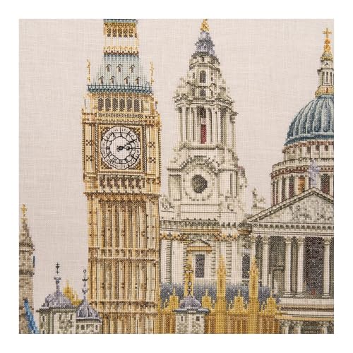 Image of Thea Gouverneur - Counted Cross Stitch Kit - London - Aida - 18 Count - Embroidery Kit for Adults - DMC Embroidery Threads and Other Cross Stitch Supplies Included - 470A