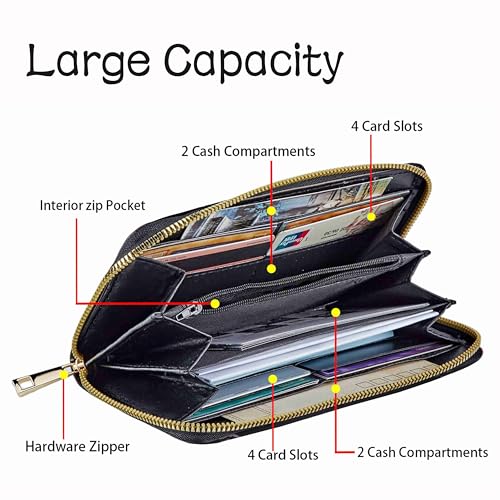 Galaxy Nebula Black Cat Wallet for Women with Credit Card Holder Coin Money Clip PU Leather Zip Around Clutch Wallet3