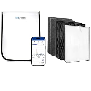 AIRDOCTOR AD2000i SMART Air Purifier for Medium Small Rooms- UltraHEPA Carbon VOC Pre-Filters and Extra 1-yr Combo Filter