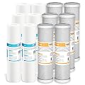 20 Micron Polypropylene & 5 Micron CTO Carbon Block Water Filter 10"x2.5", Whole House Sediment Water Filters Universal Replacement Filter