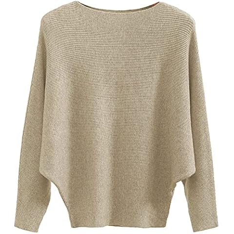 FULIER Boat Neck Batwing Sleeves Sweater for Women Cover