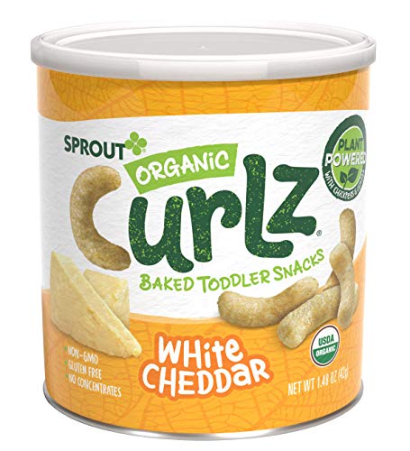 Sprout Organic Baby Food, Sprout Organic Curlz Toddler Snacks, White Cheddar, 1.48 Ounce Canister (Pack of 6), Plant Powered, Gluten Free, USDA Certified Organic, Nothing Artificial