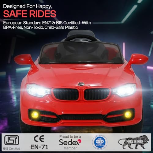 Image of Toyzone Zee-4 Electric Car Tz-313 (Red) | Frequency 2.4 Ghz | Lights & Music | Ride-on Car for Kids | Seat Belt for Safety | Perfect Tyre Grip | Make in India | Indoor and Outdoor Toy