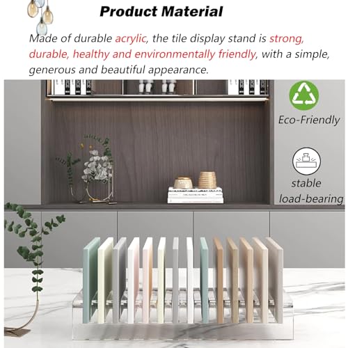 Acrylic Ceramic Tile Display Rack, 23.6 in Tile Retail Display Rack with 10 Card Slots, Tile Display Rack for Shopping Malls/Supermarkets/Exhibition Halls(Gray)