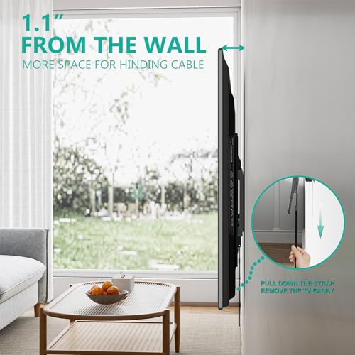 Image of WALI TV Wall Mount Bracket for 37-90 Inch Flat Curved TVs up to 165 lbs, Low Profile Wall Mount Holds Your TV 1.1 Inch from The Wall, Mounting Holes up to 600x400mm (TTM-2), Black