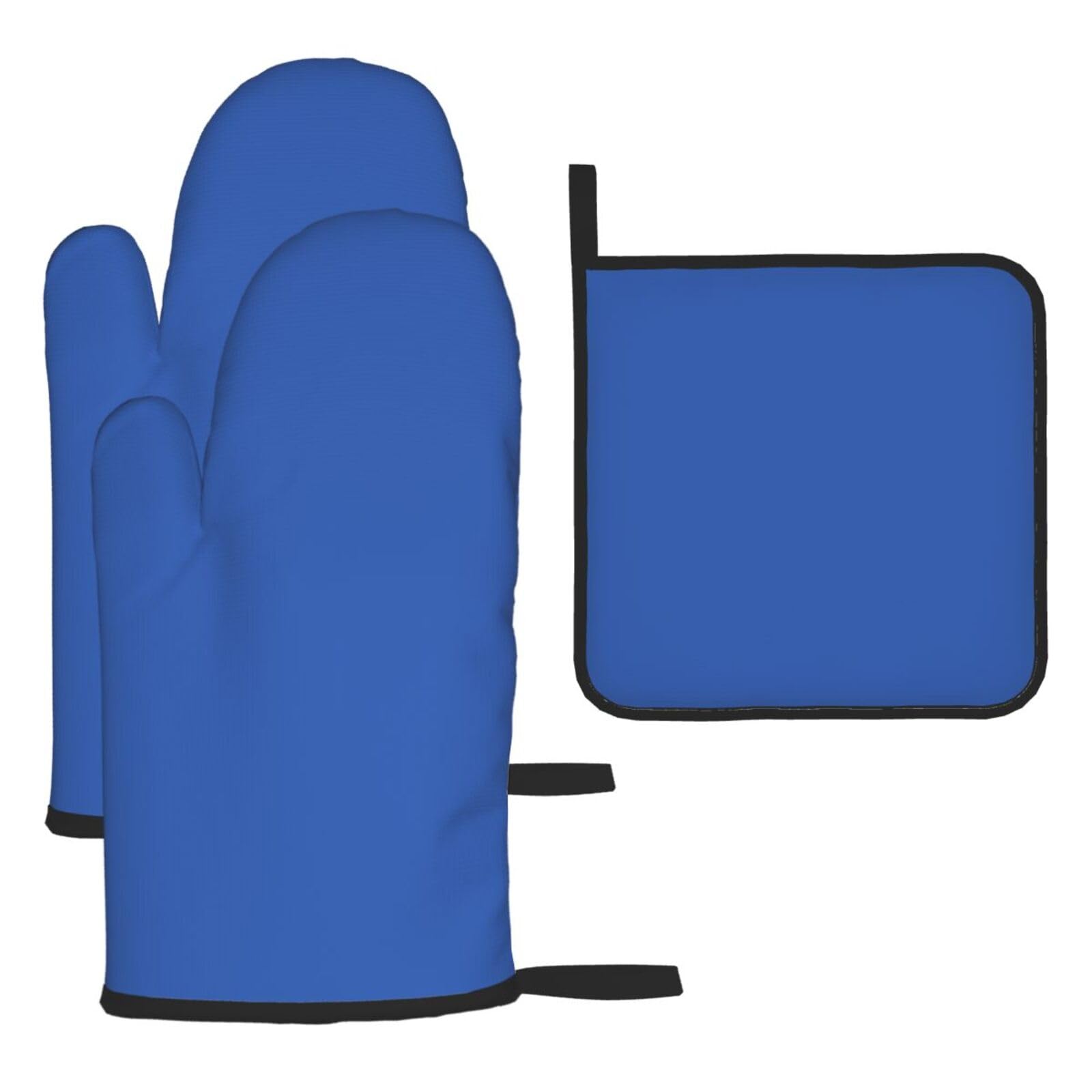 ultramarine blue Oven mittens and oven mitts three-piece set suitable for oven, grilling, baking, microwave and home cooking.