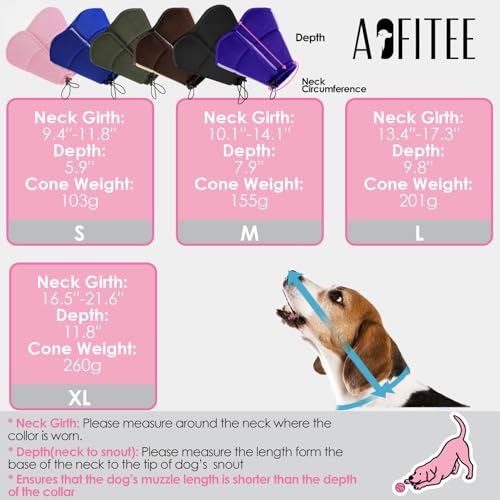 Image of AOFITEE Dog Cone - Soft Cone for Dogs After Surgery, Comfy Cones for Large Dogs to Stop Licking, Adjustable Soft Dog Cone Collar, Elizabethan Pet E-Collar for Wound Healing, Army Green Large