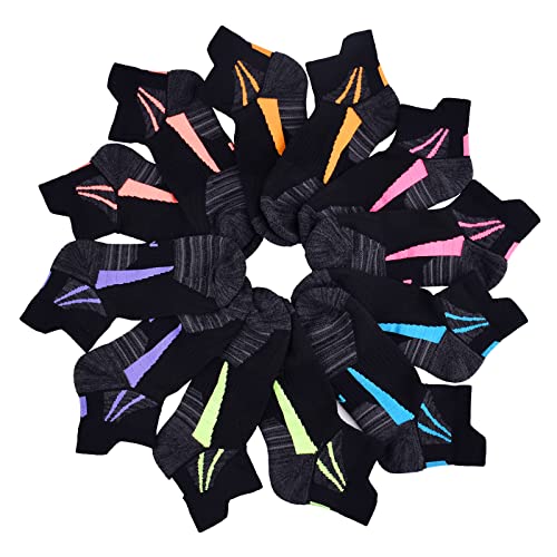 Image of Womens Ankle Socks Athletic Cushioned Sport Socks | Cotton Breathable Performance Tab Quarter Ankle Running Socks for Women 6 Pack