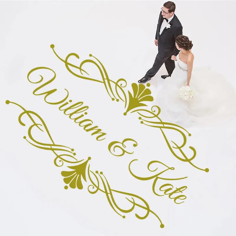 Personalized Name Wedding Dance Floor Decal - Custom Large Size Vinyl Sticker Wedding Decor,Monogram Flower Petal Art Boda Party,Personalized,206X138Cm