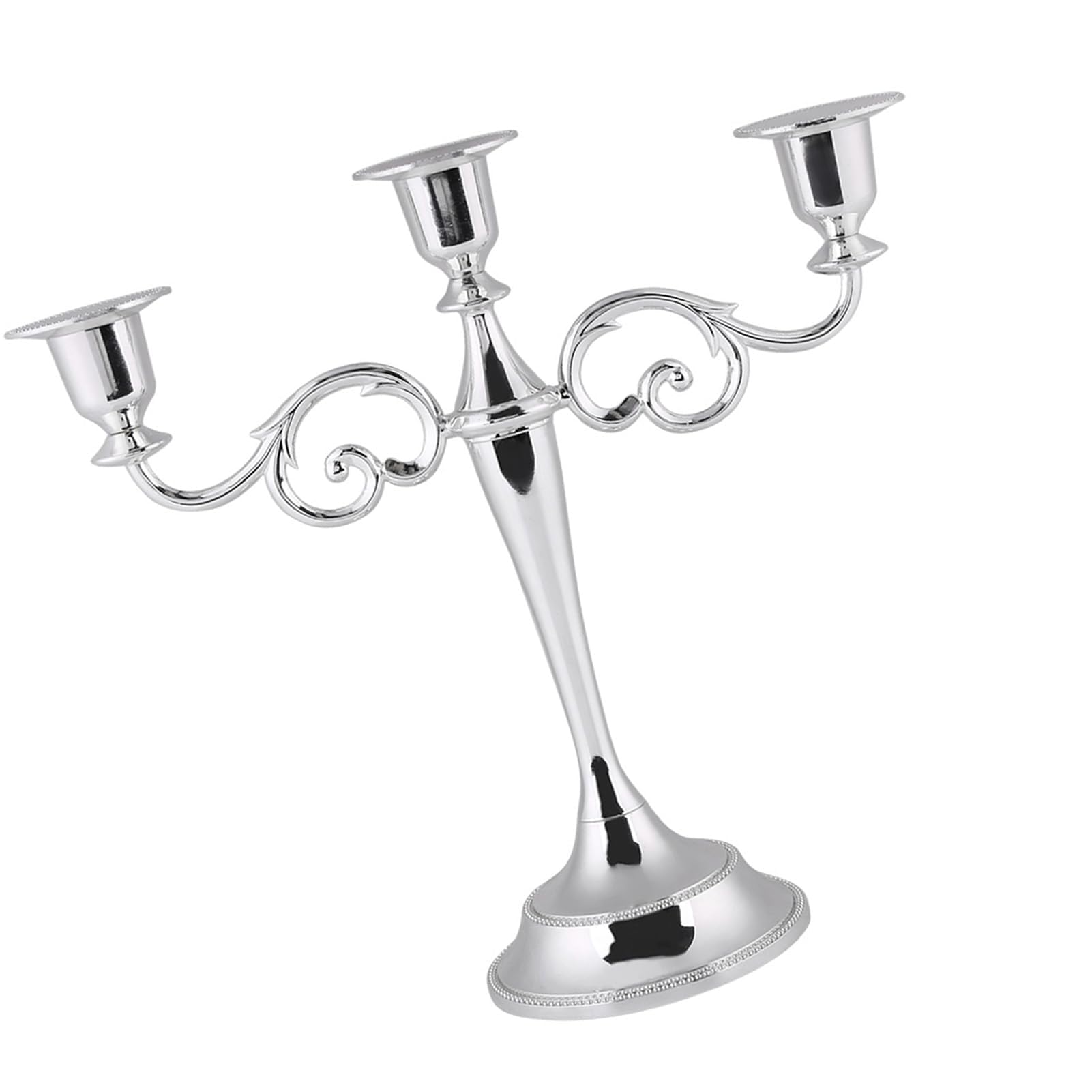 Ejoyous Candeliere a 3 Bracci, Portacandele Candelabro in Metallo, Candele a Bastoncino, Vintage per Natale, Matrimonio, Soggiorno, Davanzale (SILVER)