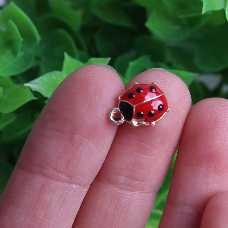 Acxico 20pcs 12x9mm Red & Black Ladybug Charms antique silver Pendants Making - Image 3