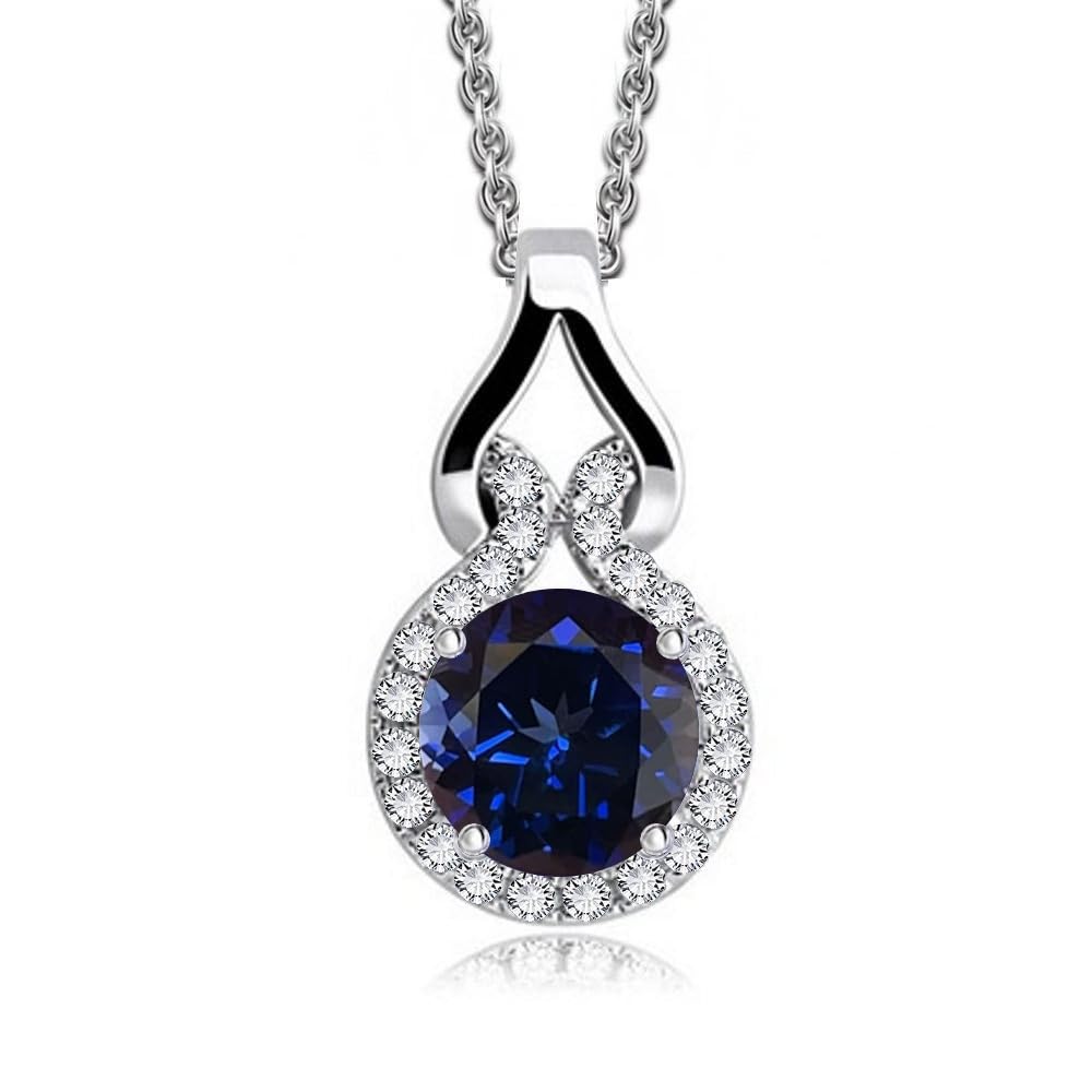Crystalline Azuria Donna 18ct Placcato Oro Bianco Lacrima Collana con Ciondolo con Bianco Cristalli di Zirconi 45 cm