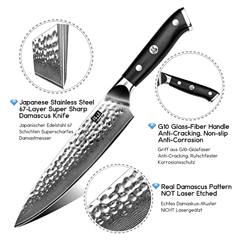 Image of SHAN ZU Chef Knife, 8 Inch Damascus Steel Knife