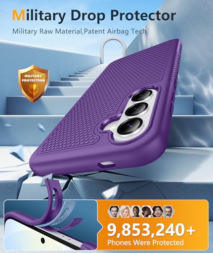 Image of FNTCASE for Samsung Galaxy S26 Case: Military Grade Drop Protection, 14ft Drop Protective, Screen Protector Included, Anti-Slip Tempered TPU+PC Dual Layer Shockproof Phone Case Cover (Purple)