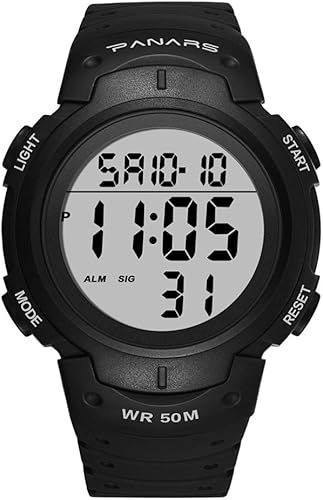 Miniatura 2 de Hemobllo - Reloj deportivo digital resistente al agua, cronómetro, luminoso, para exteriores, militar, con calendario, para hombre
