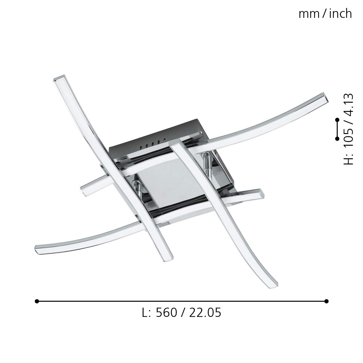 EGLO LED Deckenleuchte Roncade, 5-flammig, Chrom, 30W, 2500 Lumen – Für Wohnzimmer, Küche, Flur