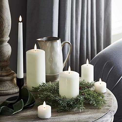 Lights4fun Set of 6 TruGlow® Battery LED Flameless Tea Light Candles Real Ivory Wax with Timer (D) 4cm