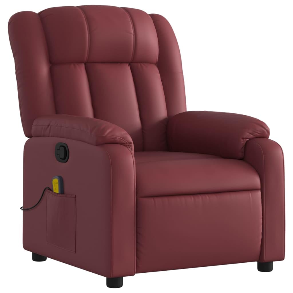 Gecheer Poltrona Massaggiante Reclinabile Rosso Vino in Similpelle,Poltrona,Relax,Reclinabile,da TV,da Lettura,Poltrona da TV,Poltrona Relax,Comoda,Poltrona Reclinabile,P373571