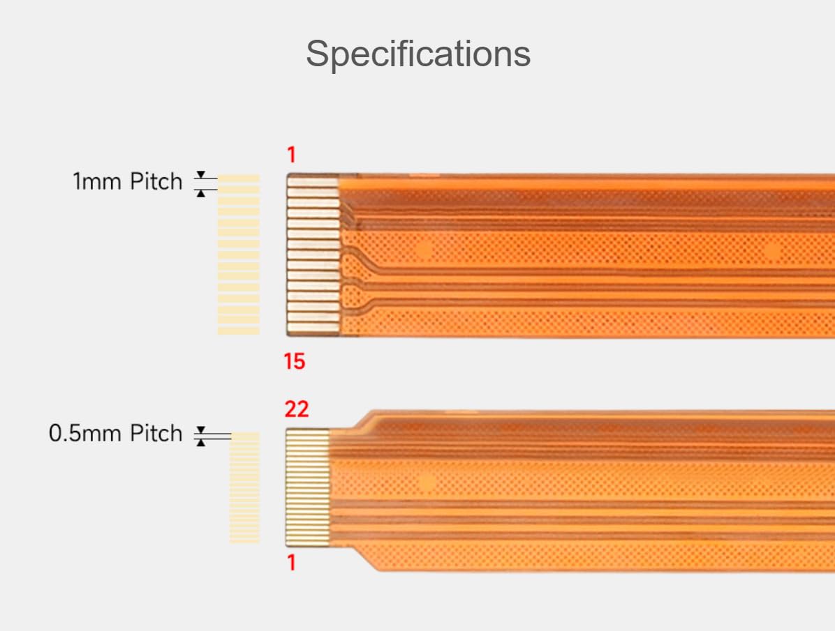 TUOPUONE CSI - Cable flexible FPC compatible con Raspberry Pi 5 opciones de 22 pines a 15 pines para 300 mm, adecuado para módulos de cámara CSI, película de blindaje EMI negra en ambos lados