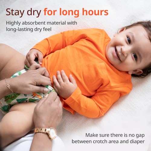 Image of LuvLap Reusable Baby Cloth Diaper, Double Leak Guard, High Absorption, Quick dry, Stain-Proof Comfort & Protection, 3m+, adjustable waist & height with snap buttons, Absorbent insert, Orange & green